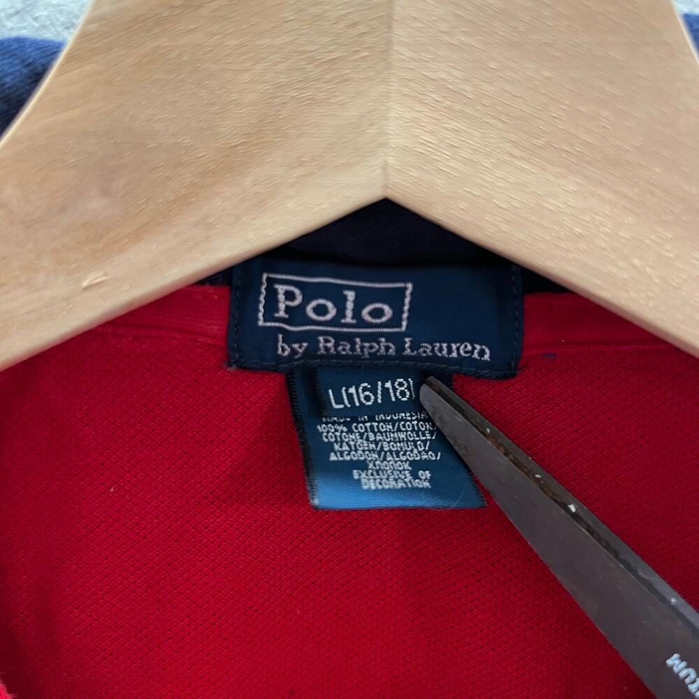 Polo Ralph Lauren Big Pony #2 Red Mesh Polo Shirt Youth L 16/18 Preppy Y2K Rugby - Picture 6 of 9